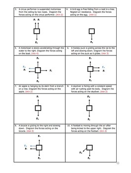 free body diagram worksheet with answers