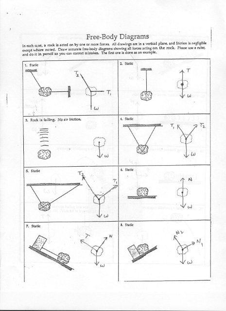 free body diagrams worksheet