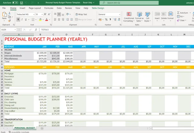 free budget worksheet excel