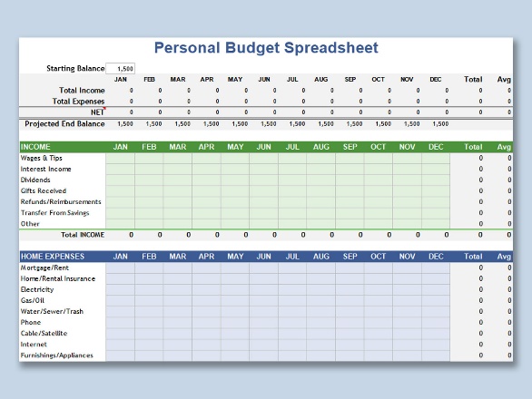 free budget worksheet excel