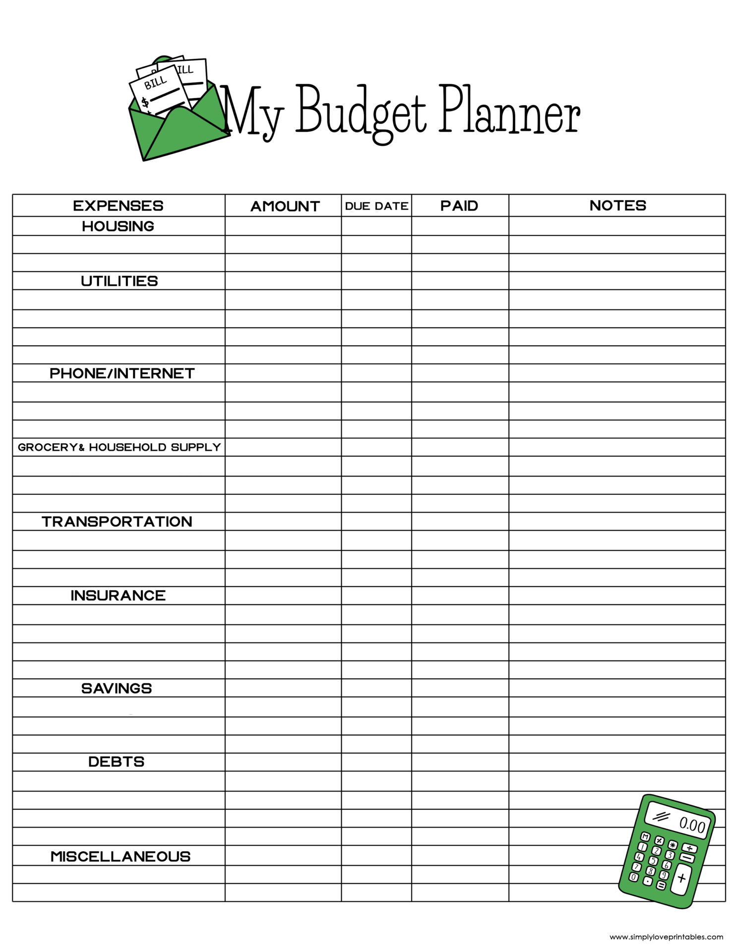 free budget worksheet to print