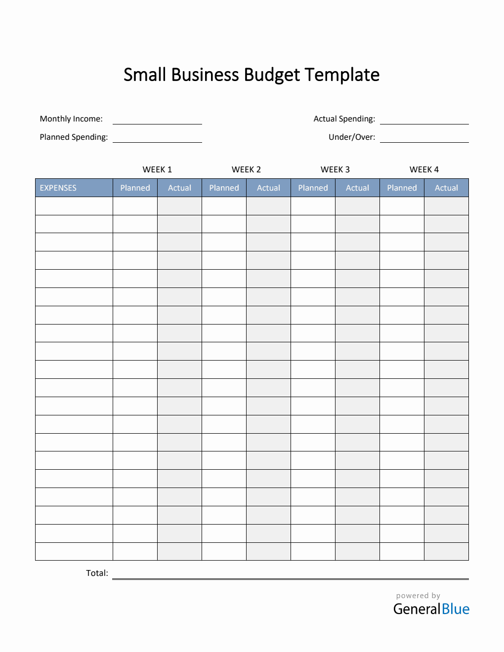free business budget worksheet