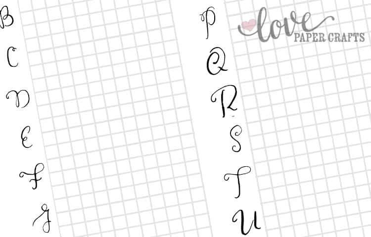 Calligraphy Practice Sheet Uppercase Version - Love Paper Crafts