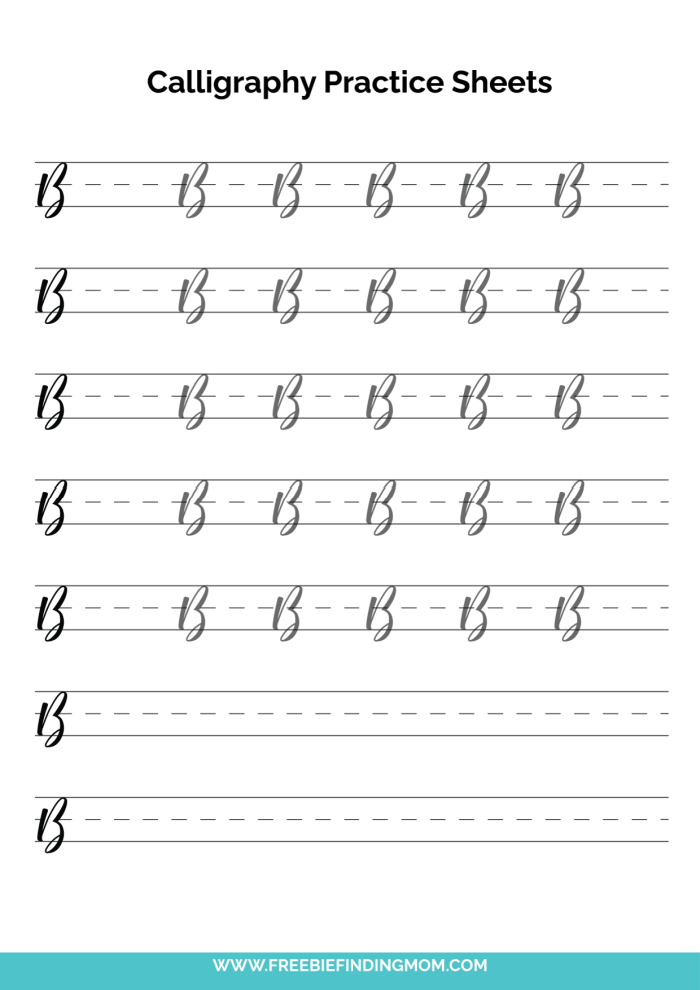 Free Beginner Calligraphy Practice Sheets (PDFs) - Freebie Finding Mom