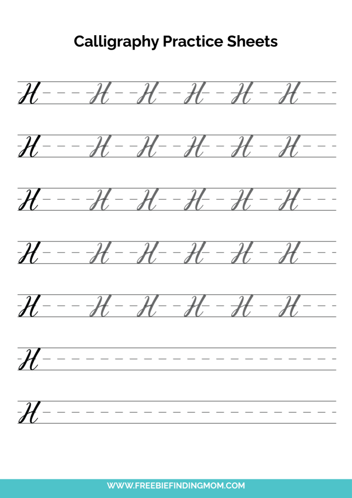 free calligraphy worksheet for beginners