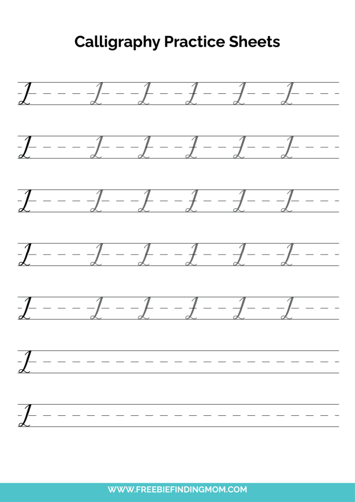 Free Beginner Calligraphy Practice Sheets (PDFs) - Freebie Finding Mom