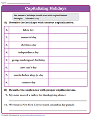 free capitalization worksheet