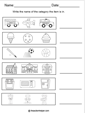 free category worksheet