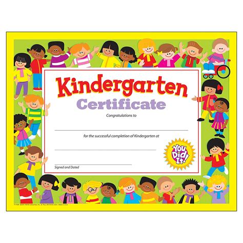 free certificates for kindergarten