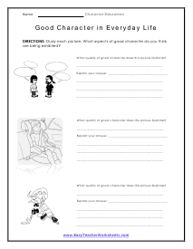 free character education worksheet