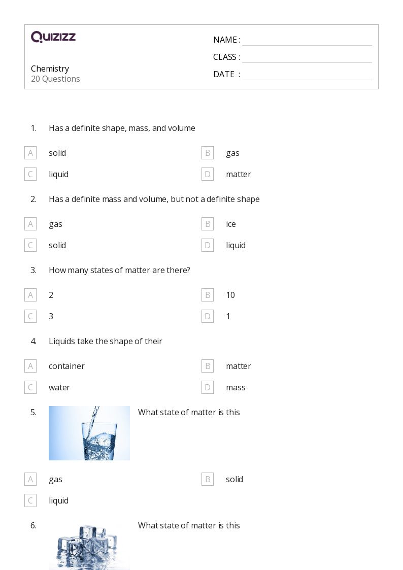 free chemistry worksheet