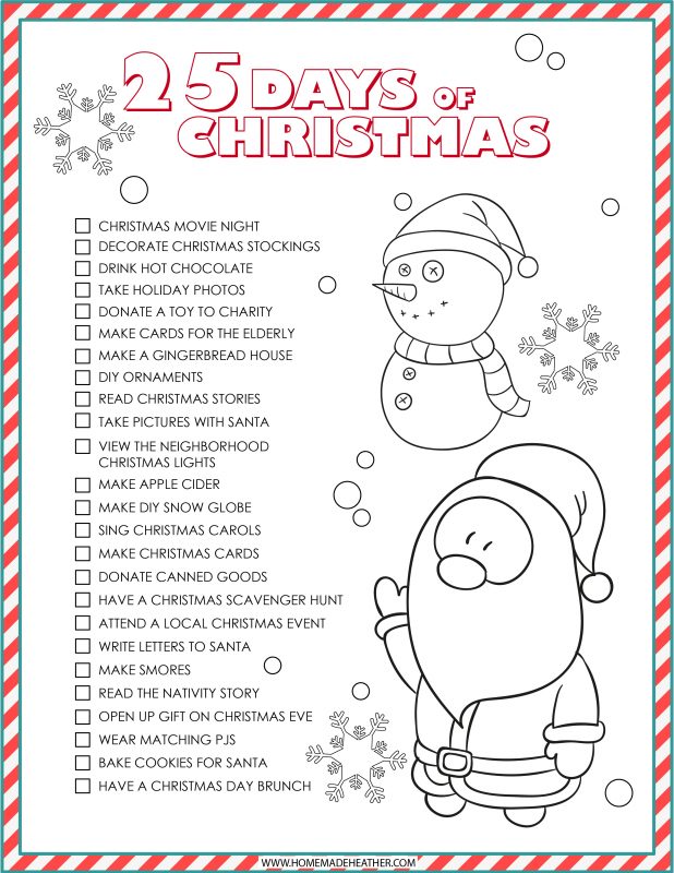 Free Christmas Activity Printables for Kids Homemade Heather