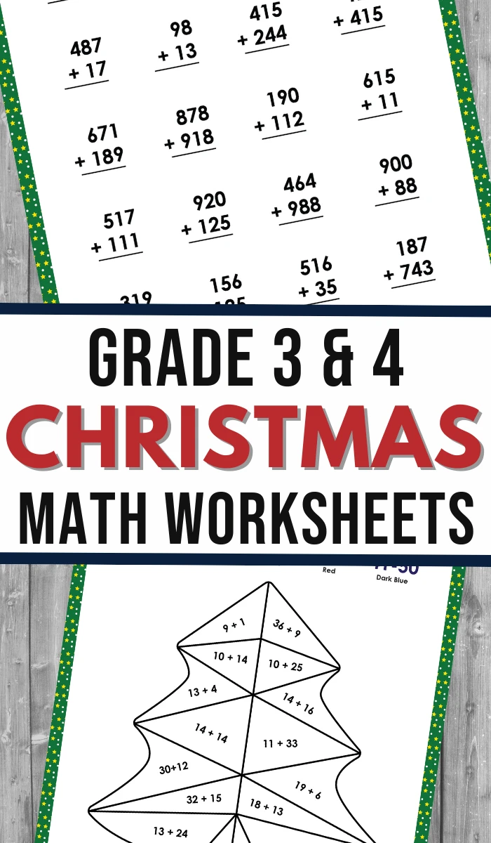 free christmas math worksheet 4th grade