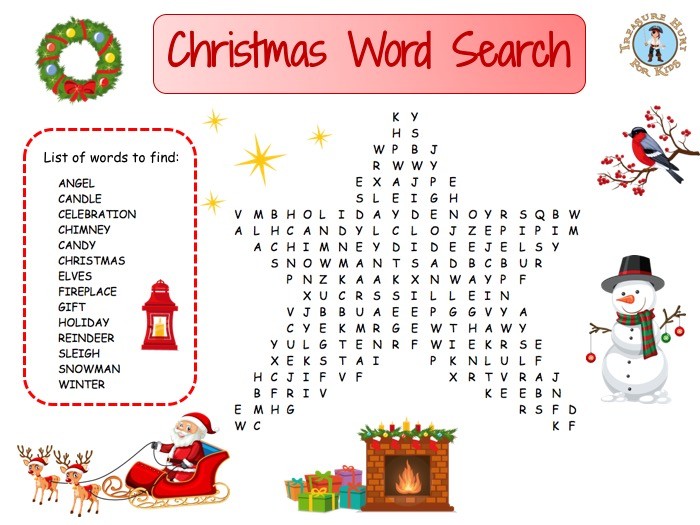 free christmas word search worksheet