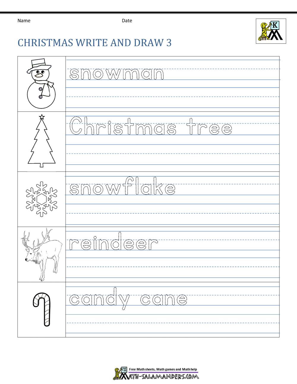 free christmas worksheet for kindergarten