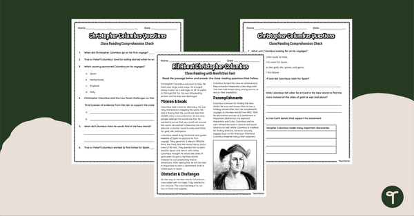 free christopher columbus worksheet