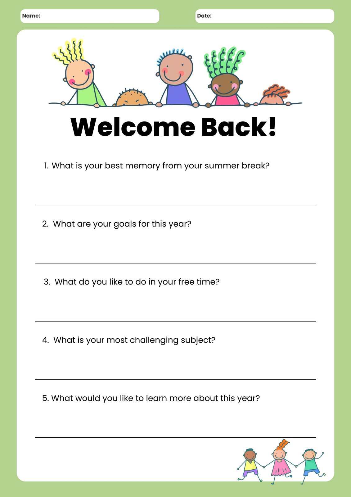 Free and printable All About Me worksheet templates 
