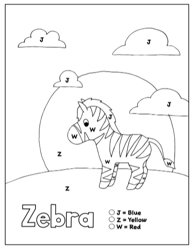 free color by letter worksheet
