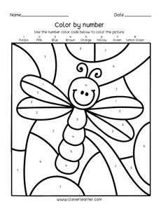 free color by numbers worksheet