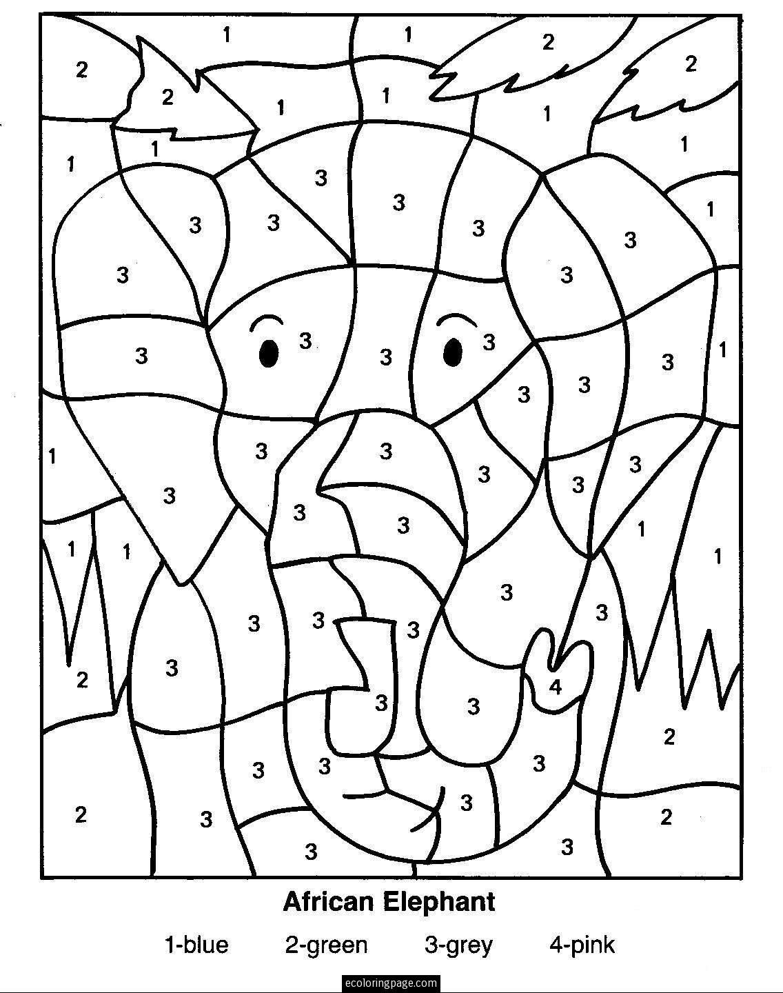free color by numbers worksheet