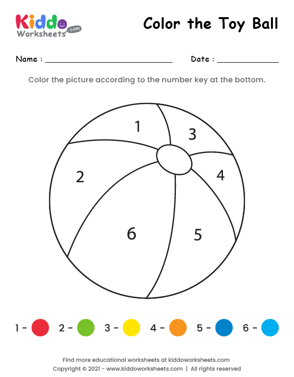 Free Printable Color the Ball Worksheet - kiddoworksheets