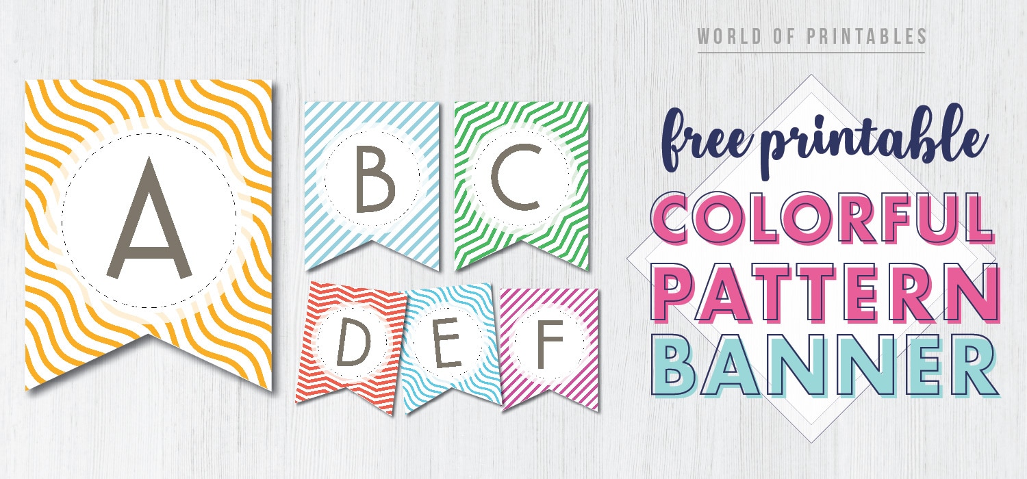 Free Printable Colorful Striped Pattern Banner Letters - World of ...