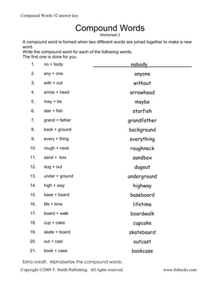 Compound words worksheet part 3 | PDF