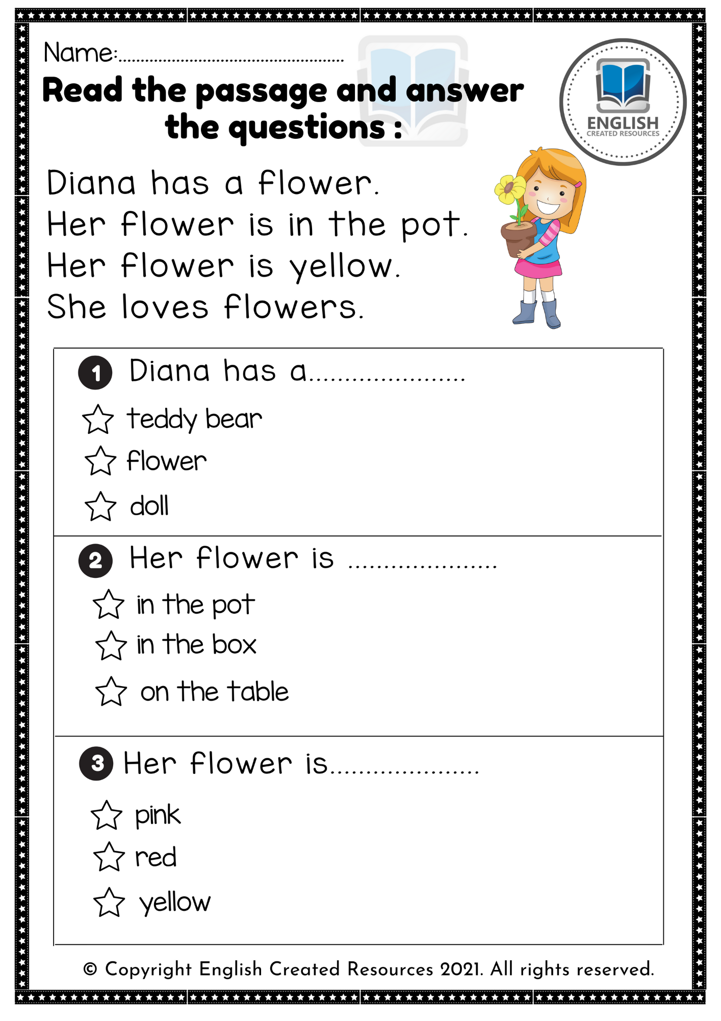 free comprehension worksheet for kindergarten