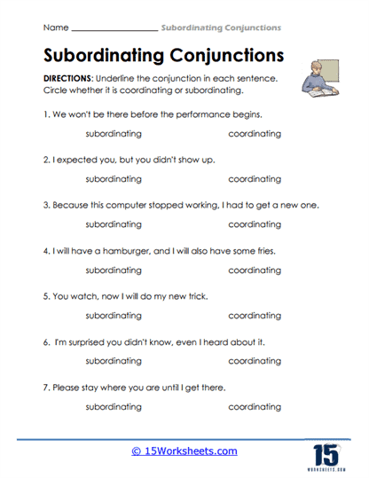 Subordinating Conjunctions Worksheets - 15 Worksheets Library