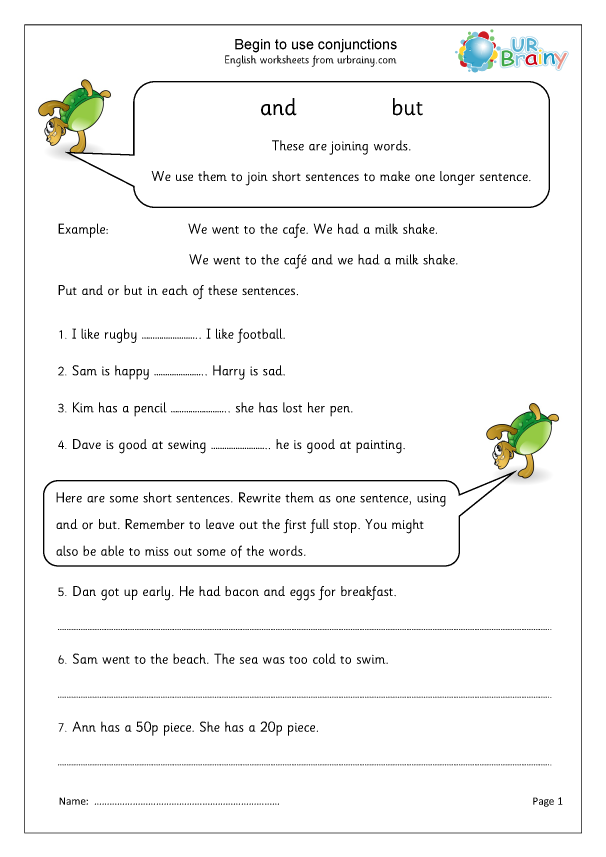 Conjunctions - Word Classes by URBrainy.com