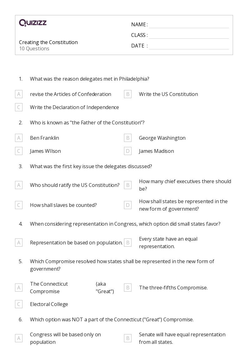 US Constitution Worksheets Graphic Organizers Printable & Digital Worksheets Library