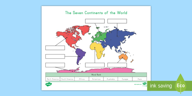 The Seven Continents Cut and Paste Labeling Activity