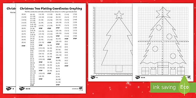 Christmas Coordinate Graphing Pictures Worksheet | Math 3-5