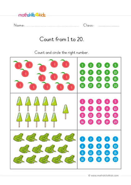free counting to 20 worksheet