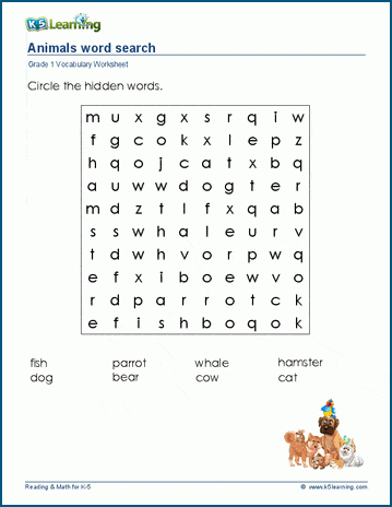 Word searches for grade 1 | Worsheets library