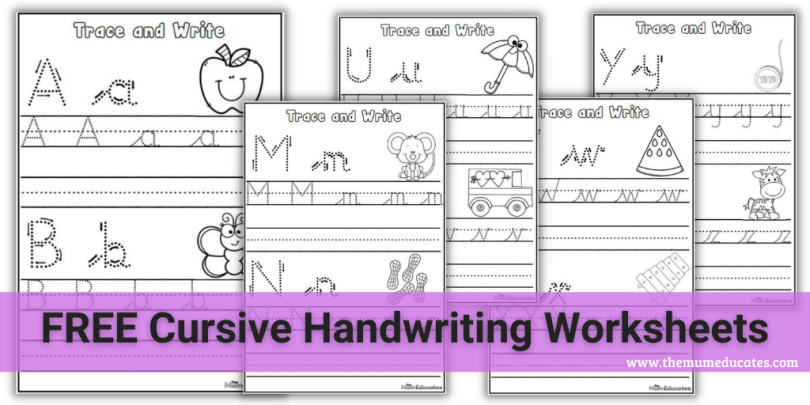 free cursive worksheet by letter