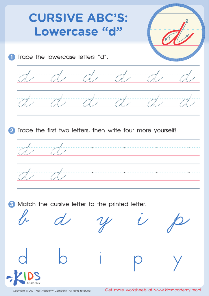 free cursive worksheet by letter
