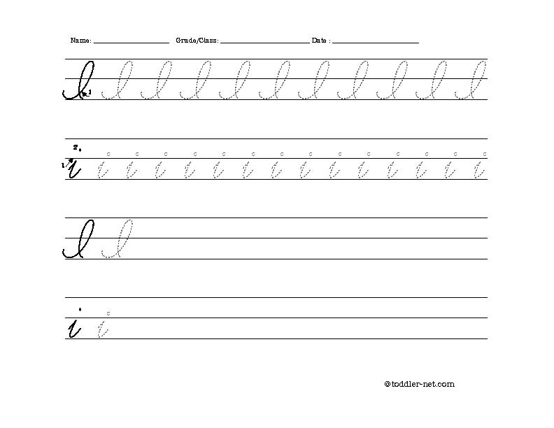 Free Printable Cursive Letter I Worksheet