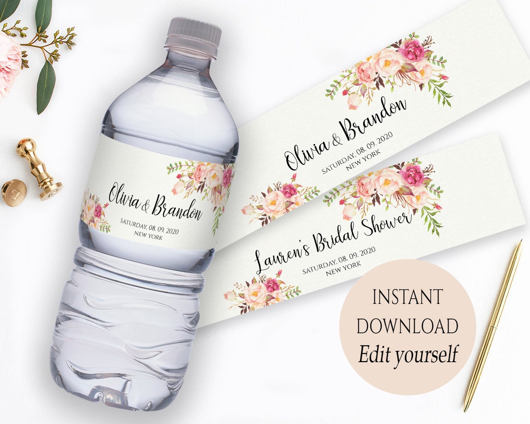 free customizable printable water bottle labels
