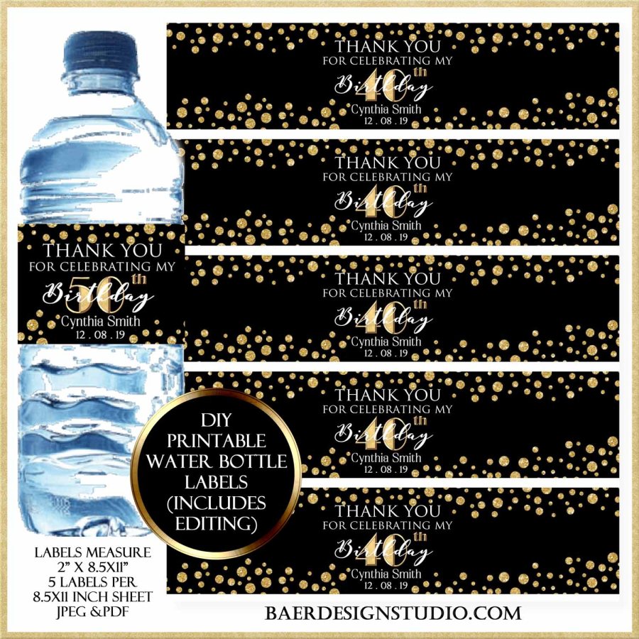 free customizable printable water bottle labels