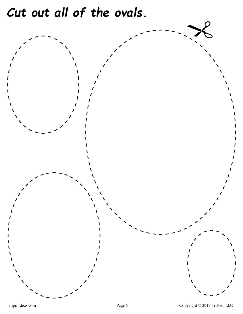 Ovals Cutting Worksheet - Ovals Tracing &  Coloring Page