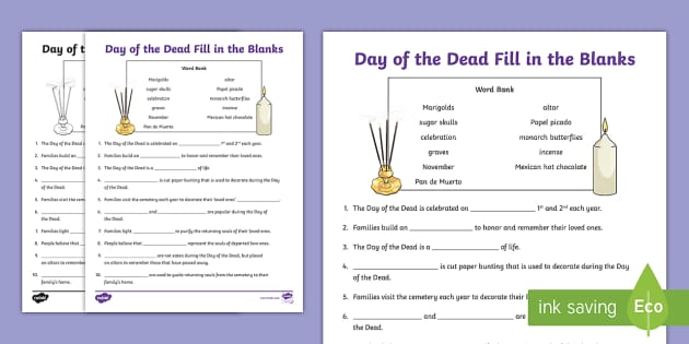 free day of the dead worksheet