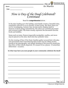 free day of the dead worksheet