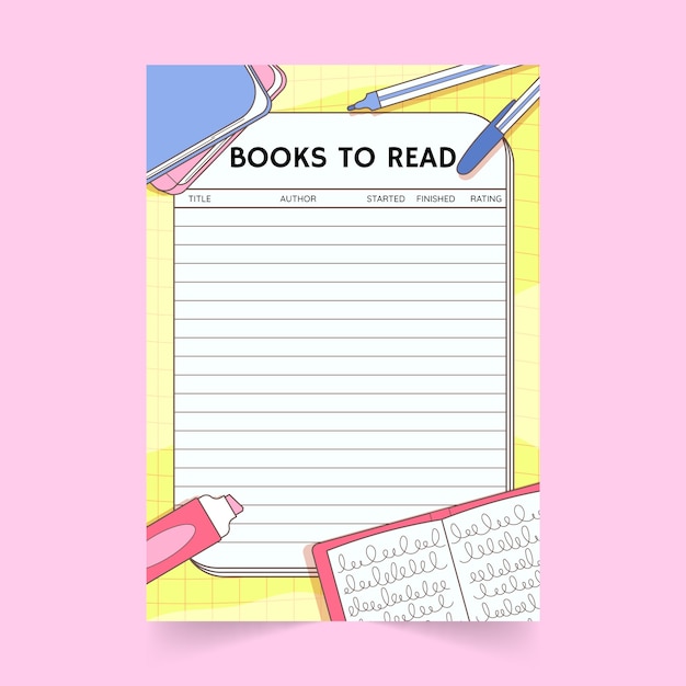 Free Vector | Flat design book club worksheet design template