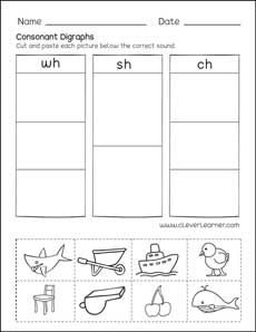 Free consonant digraph worksheets for preschool children