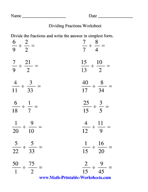free dividing fractions worksheet