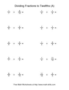 free dividing fractions worksheet