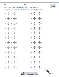 Dividing Fractions Worksheet