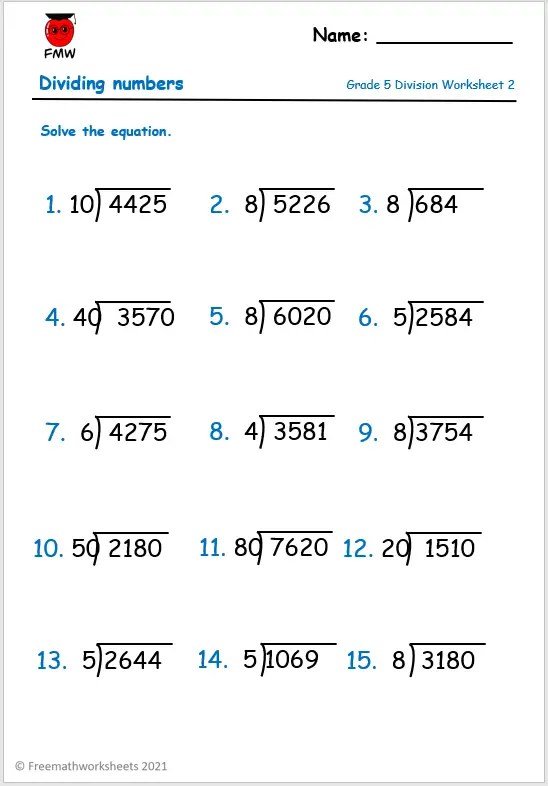 Grade 5 Division Worksheets | Free worksheets | Printables