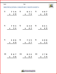 Double Digit Multiplication Worksheets 4th Grade